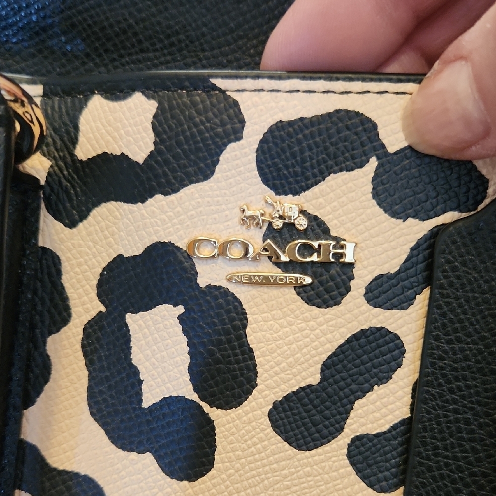Coach Black and Cream Animal Print Tote - Picture 2 of 10